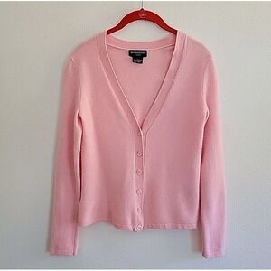 Sutton Studio Cashmere Cardigan Sweater‎ Small Pink Button Up Coquette Preppy